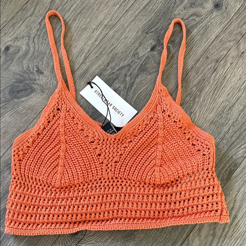 Streetwear Society Vibrant Orange Crochet Camisole